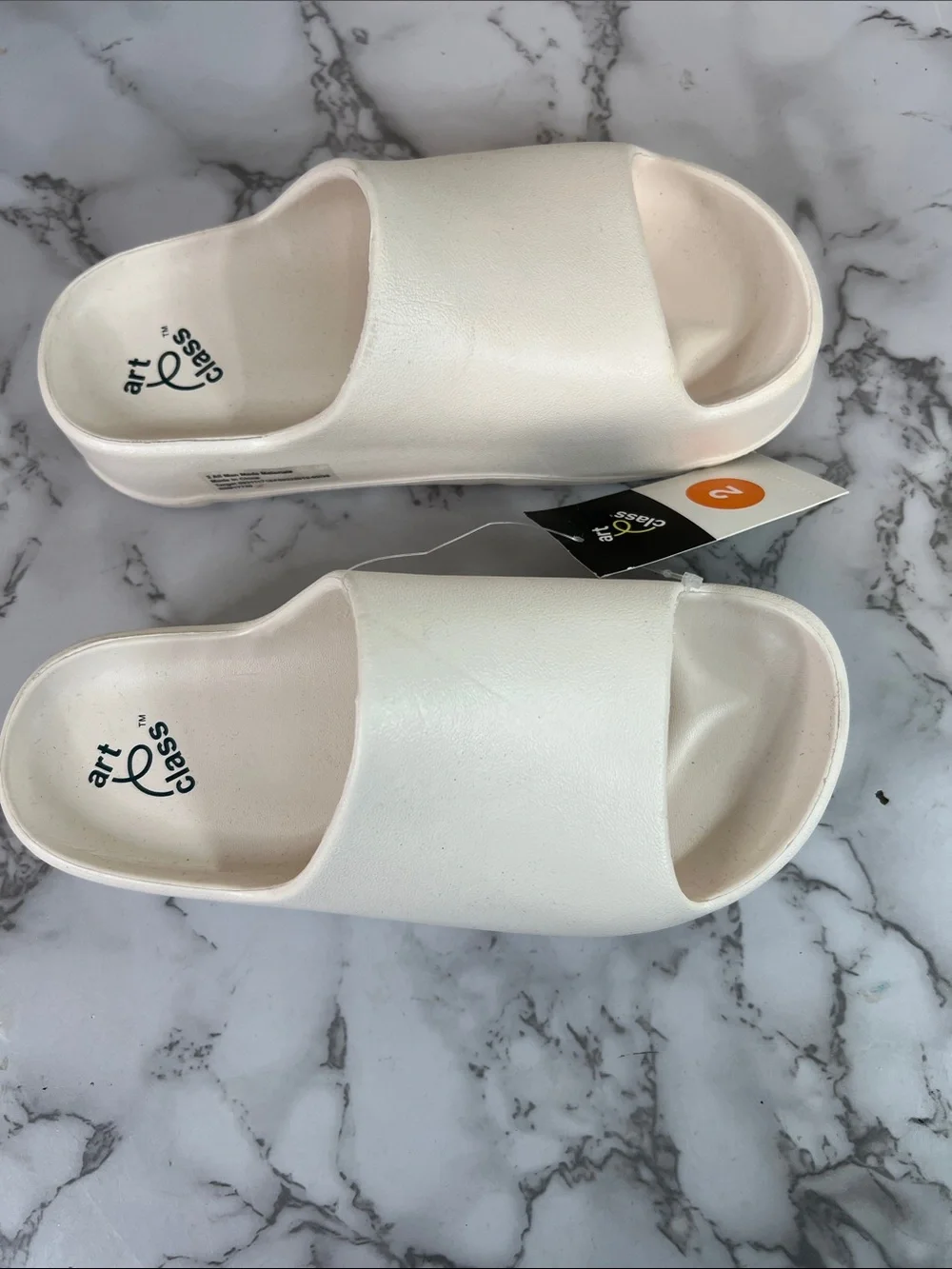 Art Class Girl's White Eddie Platform Slide Sandal Size 2